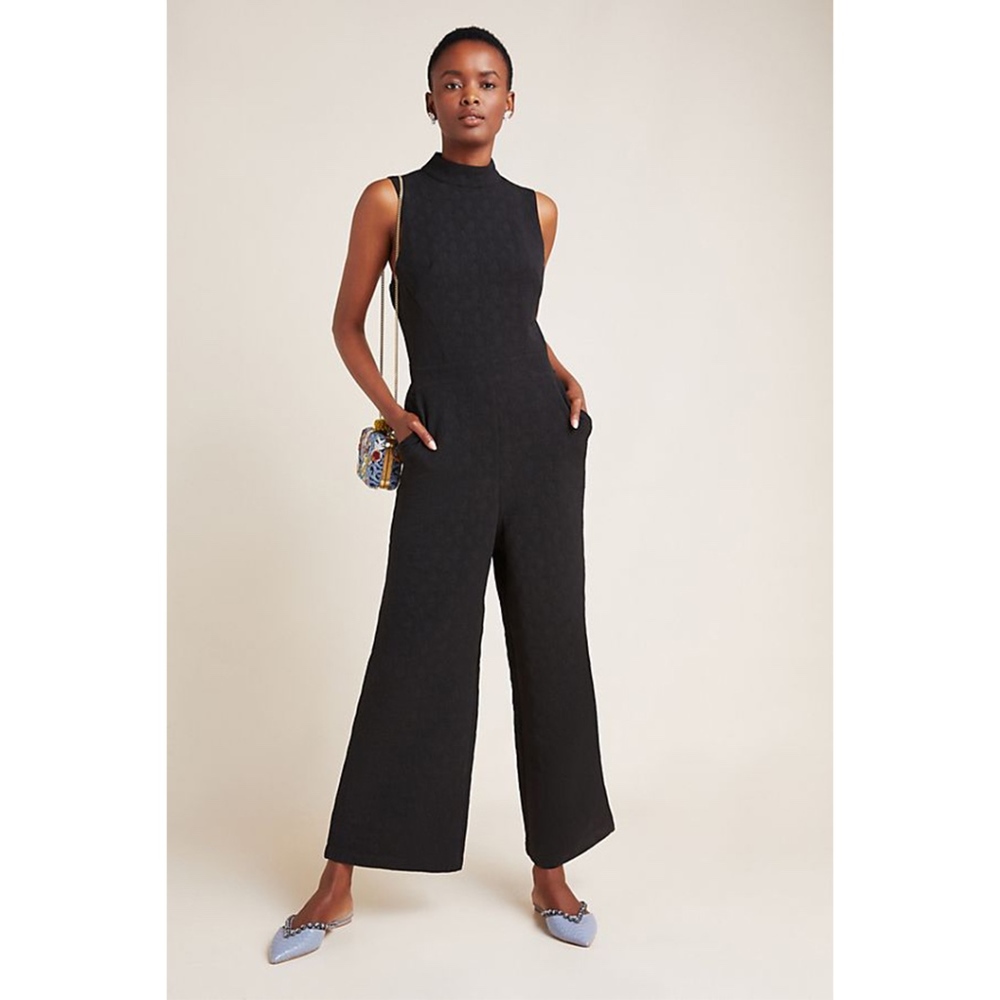Eva Franco Anthropologie Mock Neck Open Back Knit Jumpsuit
